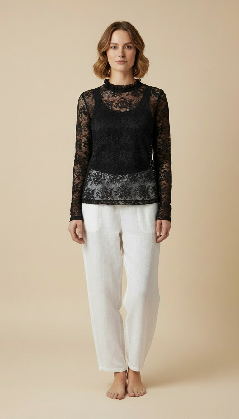 Amaris™ Sheer Embroidered Lace Top