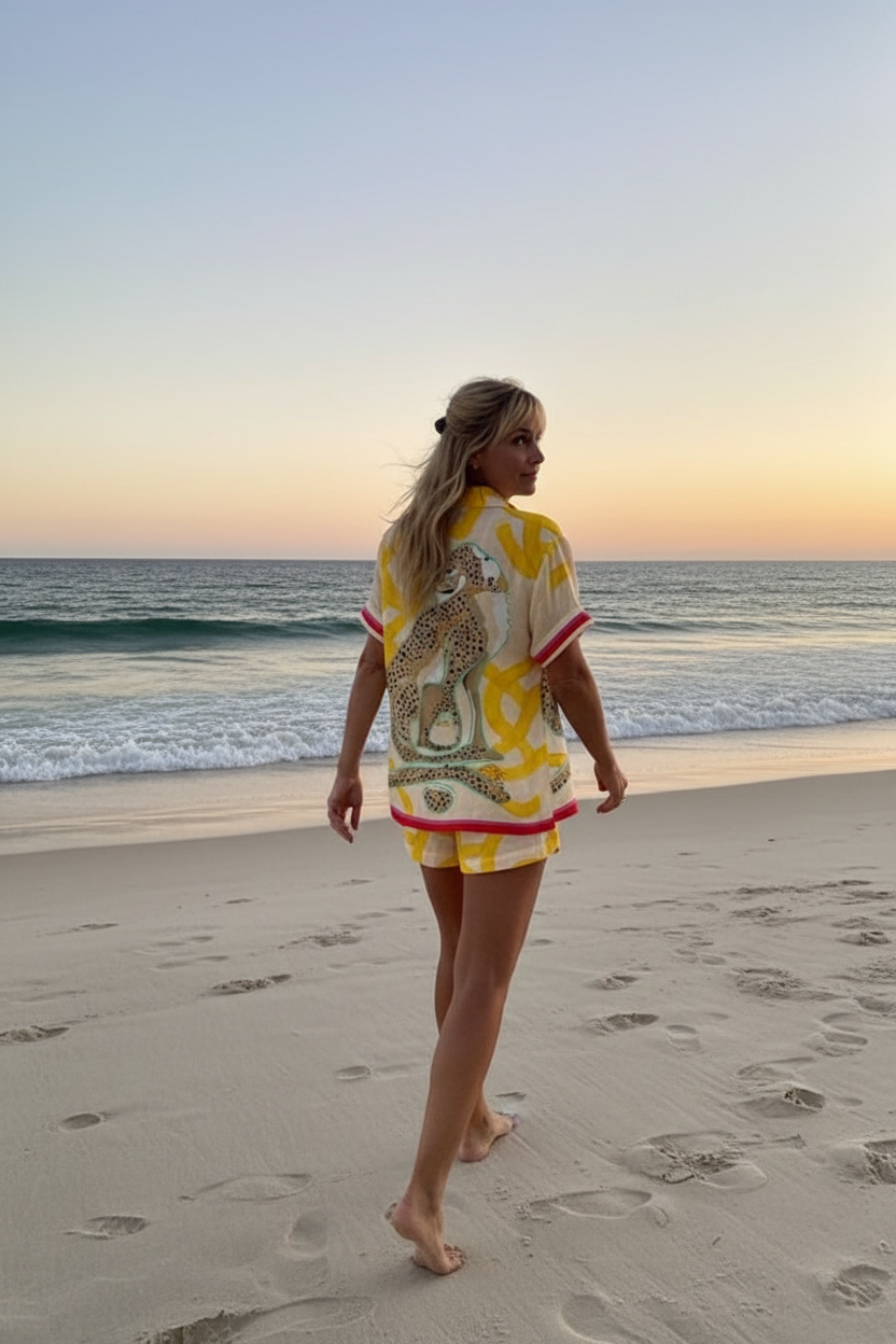 Casima - Short Bedding Set with Leopard Print