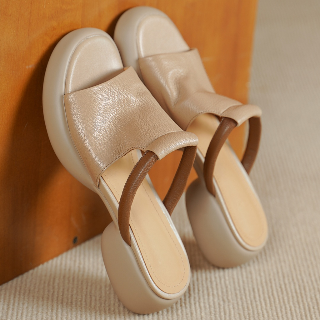 Aria™ Sheepskin Peep-Toe Slides Sandals