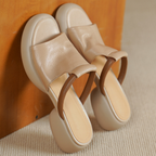 Aria™ Sheepskin Peep-Toe Slides Sandals