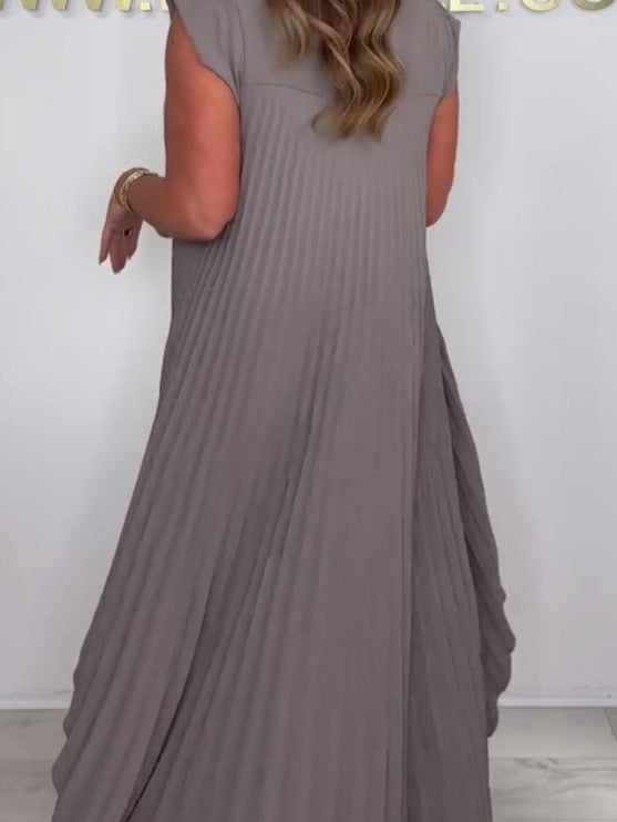 Laney™ – Pleated Top &amp; Elastic Waist Wide-Leg Pants Set