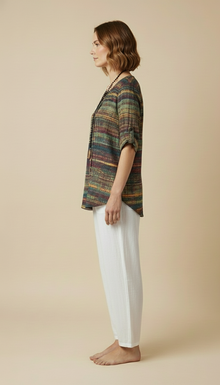 Maëlle™ - Vintage Inspired Blouse With Colorful Accents