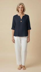 Janelle™ - Casual V-neck Tummy-cover Blouse