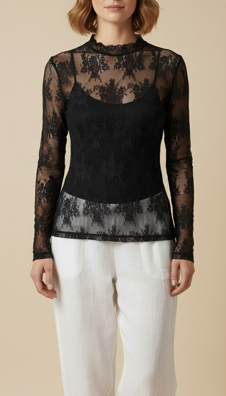 Amaris™ Sheer Embroidered Lace Top