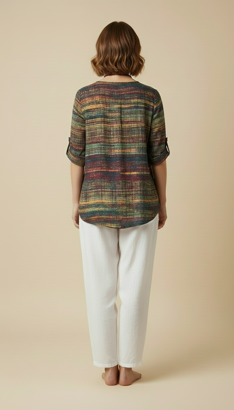 Maëlle™ - Vintage Inspired Blouse With Colorful Accents