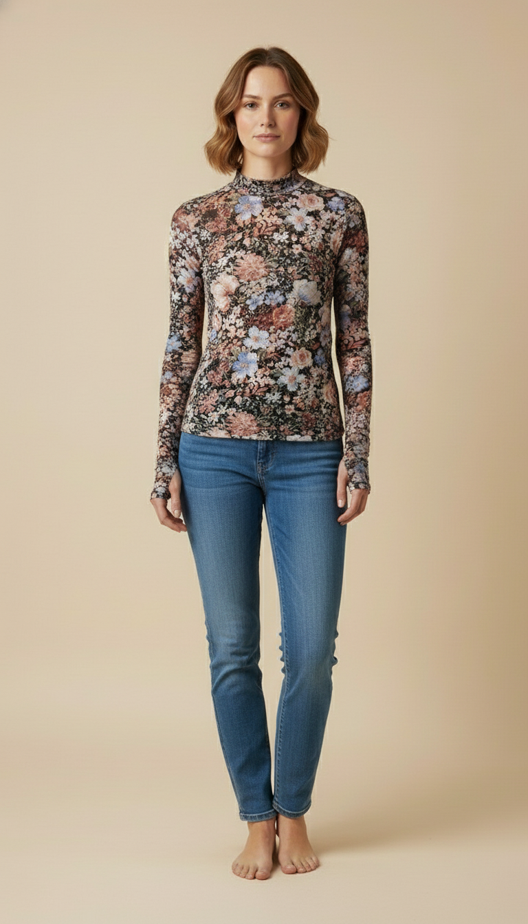 Ravena™ Printed Mesh Long-Sleeve Top