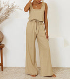 Milena™ – Minimalist Top & Wide-Leg Pants Set