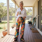 Gaia™ - Boho Earth-Tone Wide-Leg Pants