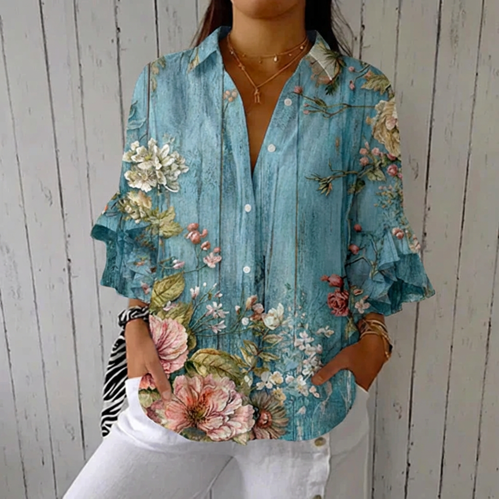 Roselle™ - Floral Print Vintage Blouse
