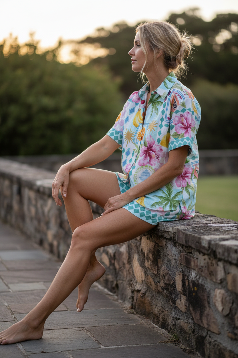 Maevin – Short Summer Jumpsuit with Fruit Print