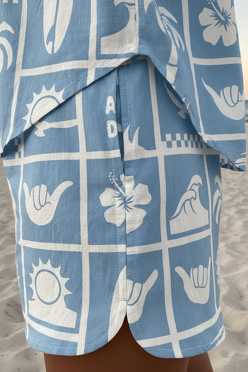 Trenara – Short Summer Suit with Caravan Print