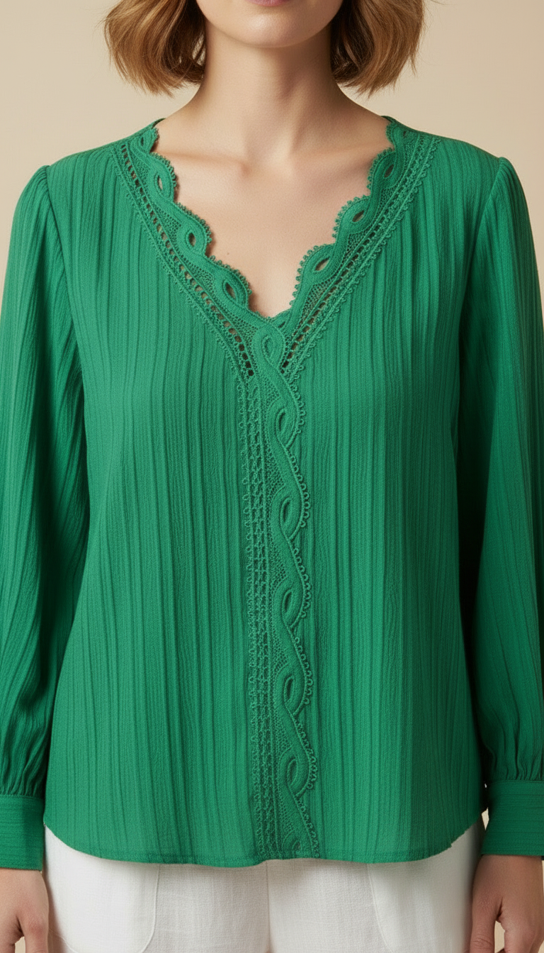 Soraya™ – Long-sleeve V-neck Blouse