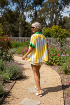 Halora - Short Summer Suit in Yellow Stripes
