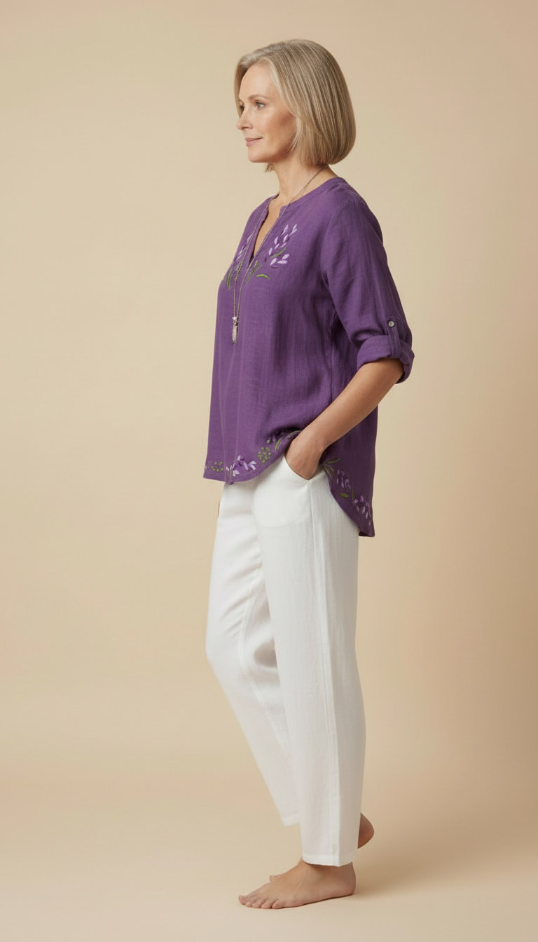 Elliora™ - Vintage Relaxed Fit Blouse