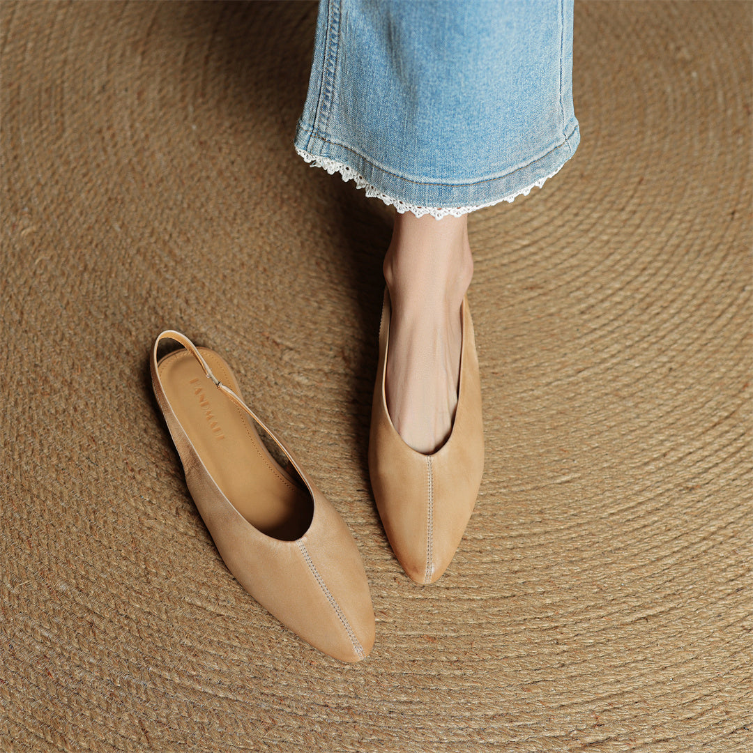 Juliet™ Genuine Leather Slingback Flats