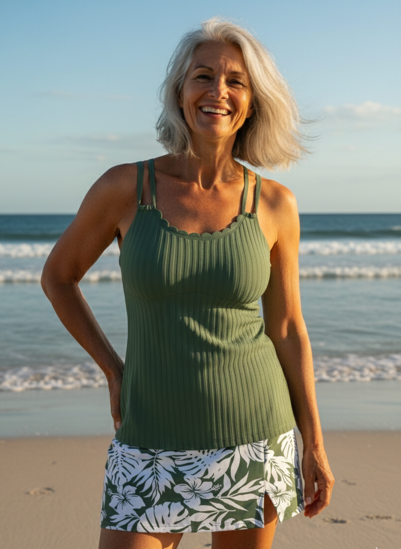 Daniella | Tropical Plants Print Tankini Set