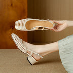 Renée™ Woven Square-Toe Heels Sandals