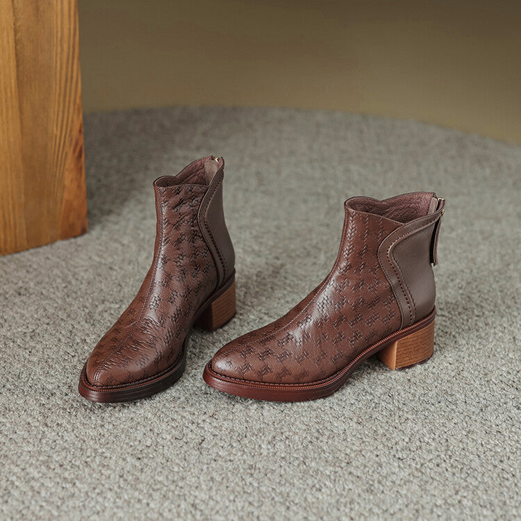 Margot™ Woven Vegan Leather Ankle Boots