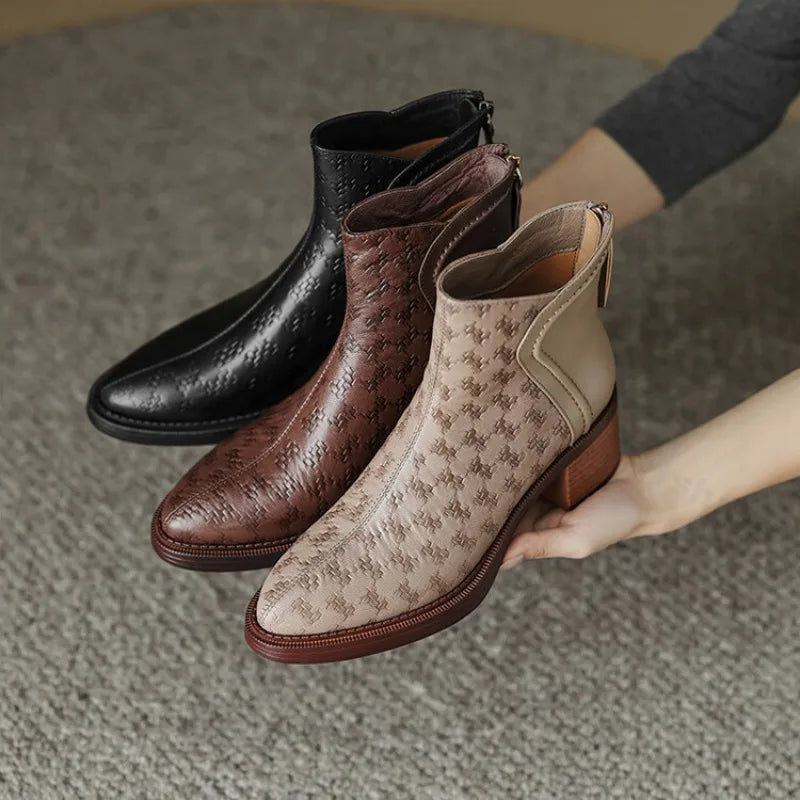 Margot™ Woven Vegan Leather Ankle Boots
