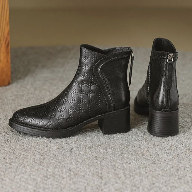 Margot™ Woven Vegan Leather Ankle Boots