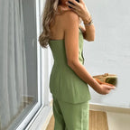 Bria™ – Strapless Buttoned Two-Piece Set