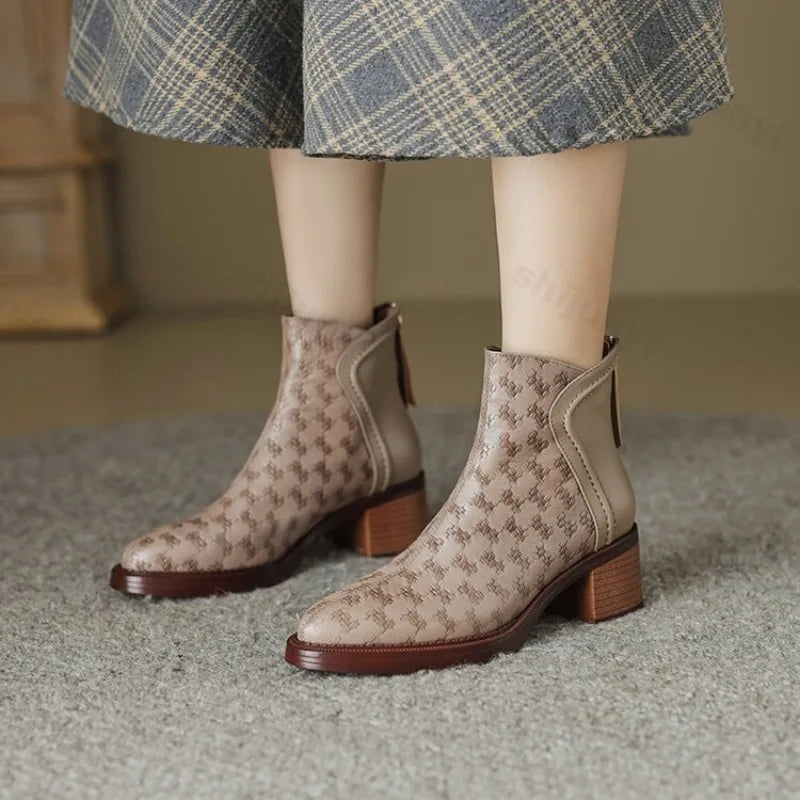 Margot™ Woven Vegan Leather Ankle Boots