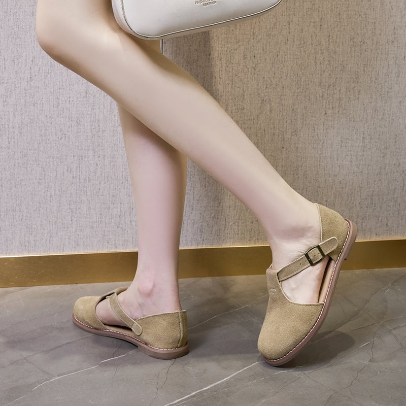 Margot™ Retro Leather Flats Sandals