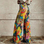 Gaia™ - Boho Earth-Tone Wide-Leg Pants