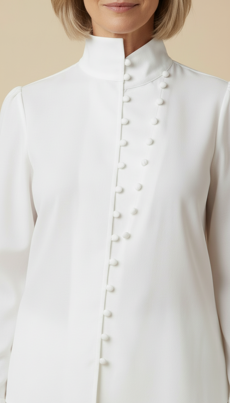 Cerelle™ - Elegant Button-front Top With Long Sleeves