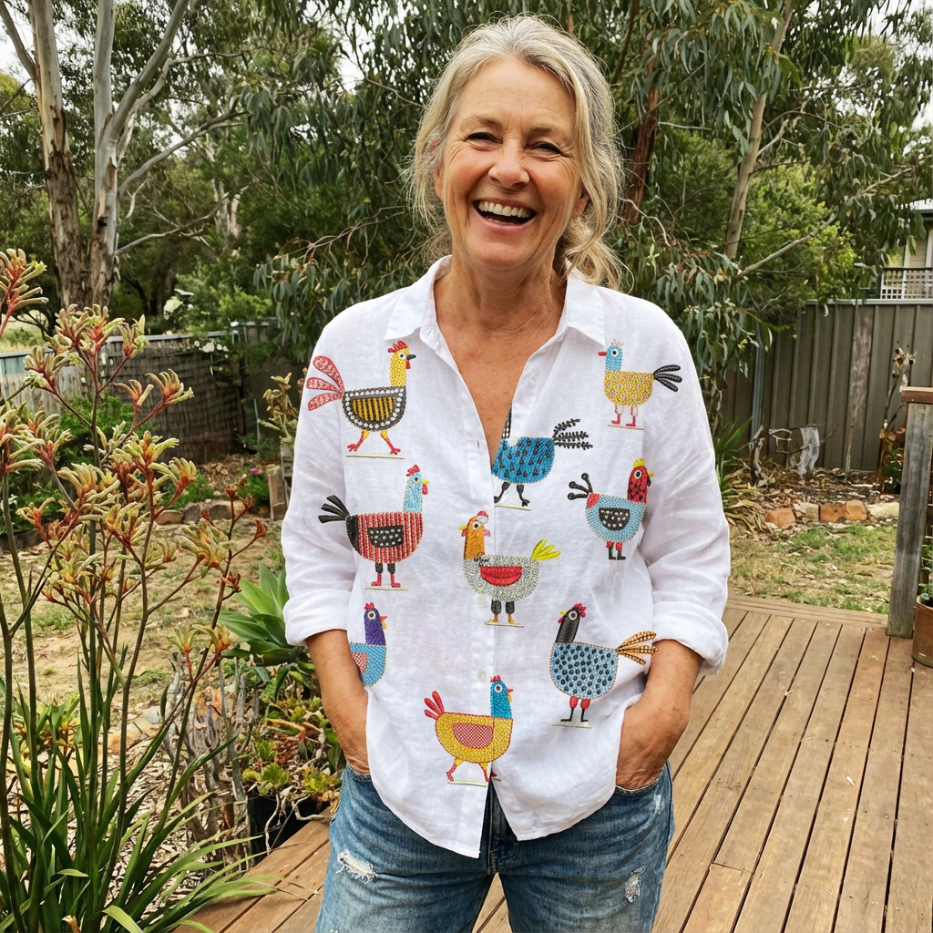 Ingrid™ | Playful Hen Blouse