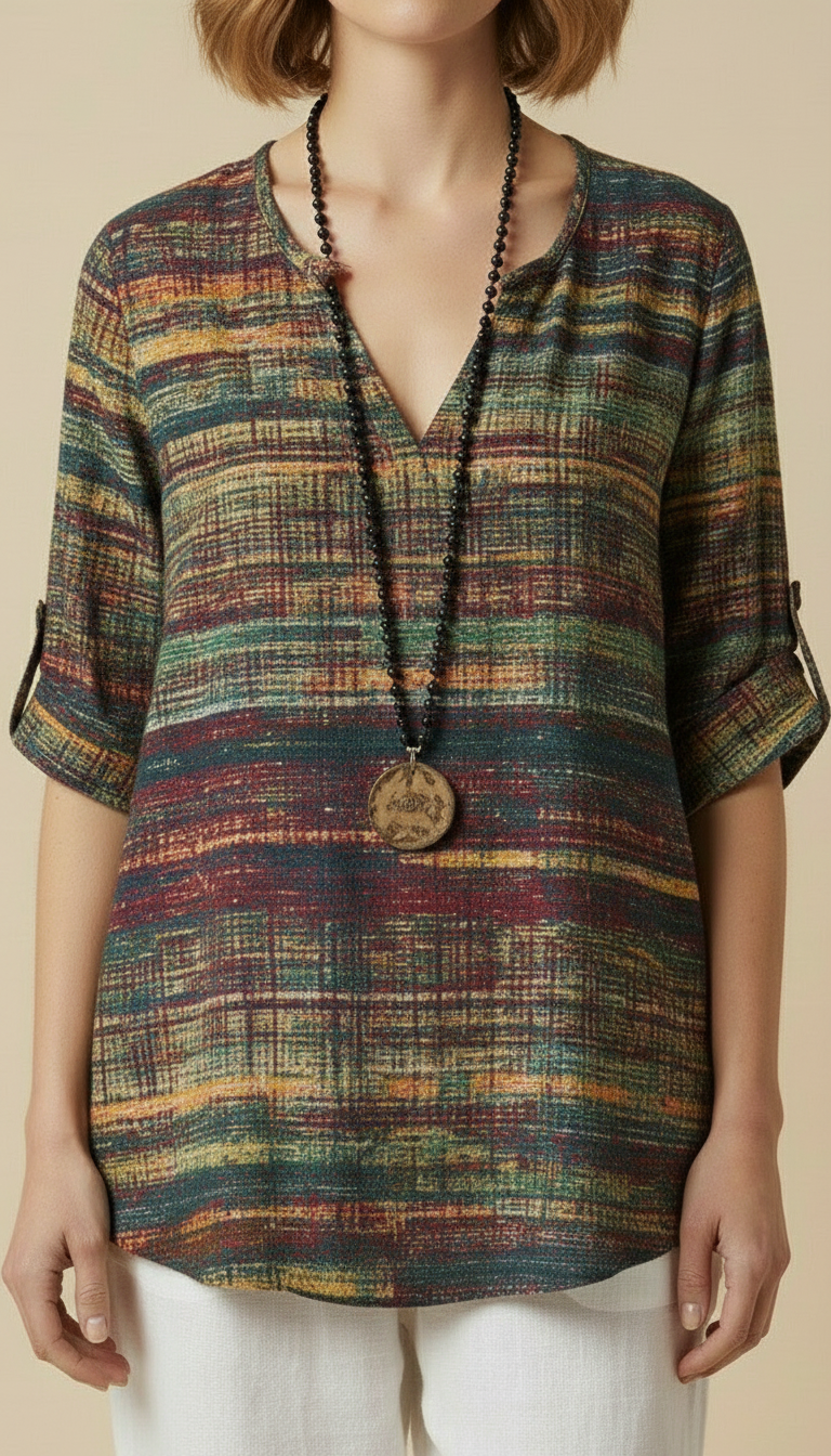 Maëlle™ - Vintage Inspired Blouse With Colorful Accents