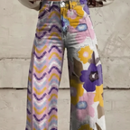 Valeria™ - Boho Art-Print Wide-Leg Pants