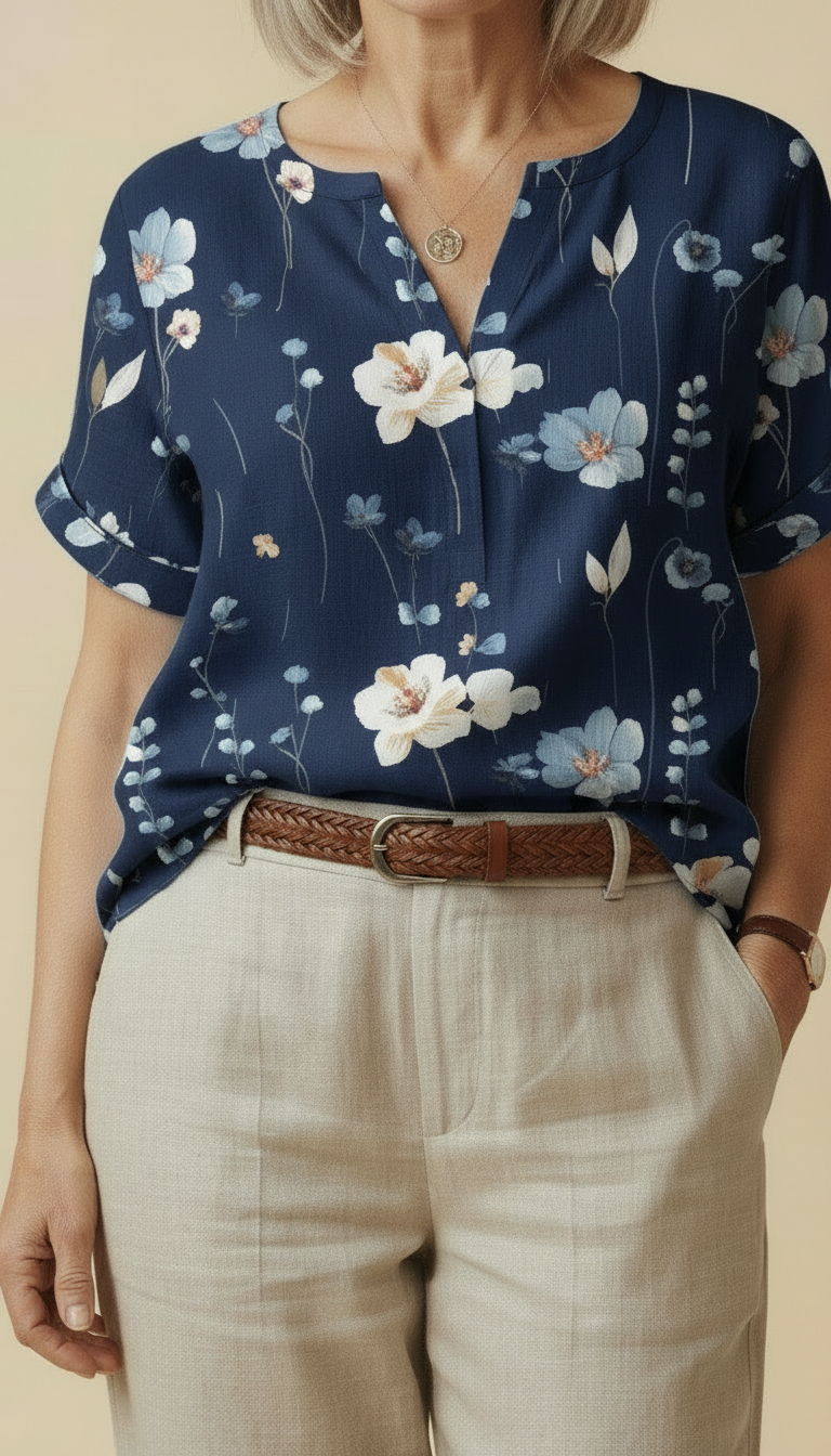 Freya™ – Vintage Floral Print T-shirt Blouse