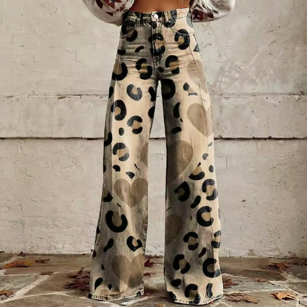 Lara™ - Boho Heart Print Trousers