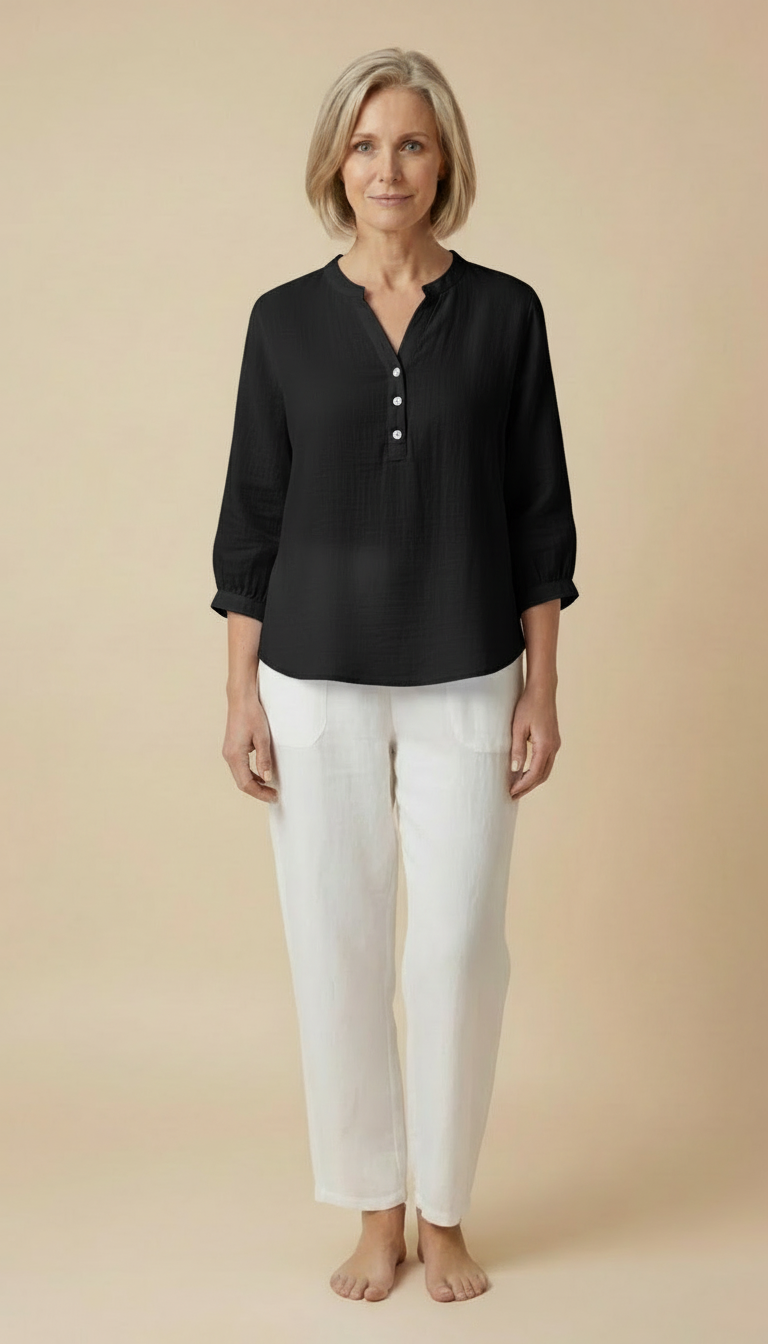 Grace™ - Relaxed Button Blouse  with Pleats