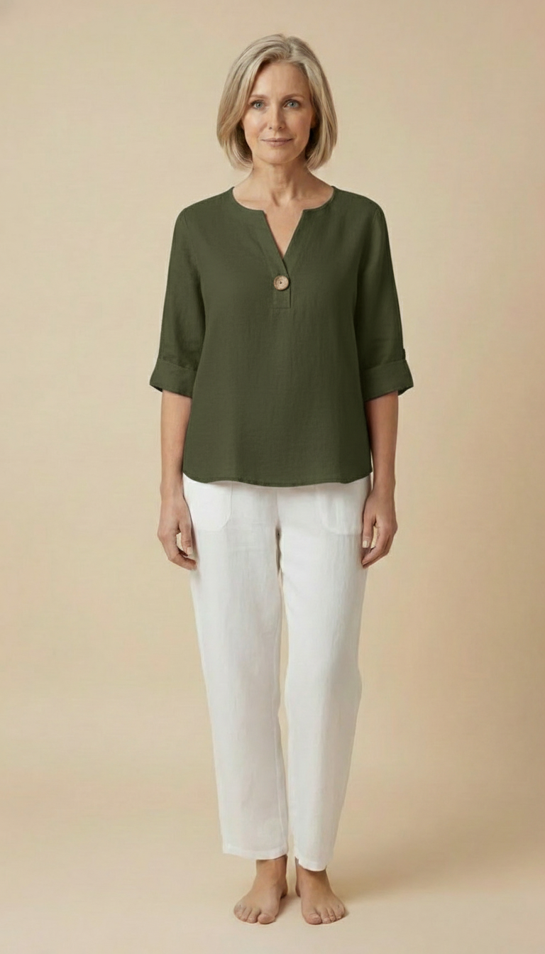 Janelle™ - Casual V-neck Tummy-cover Blouse