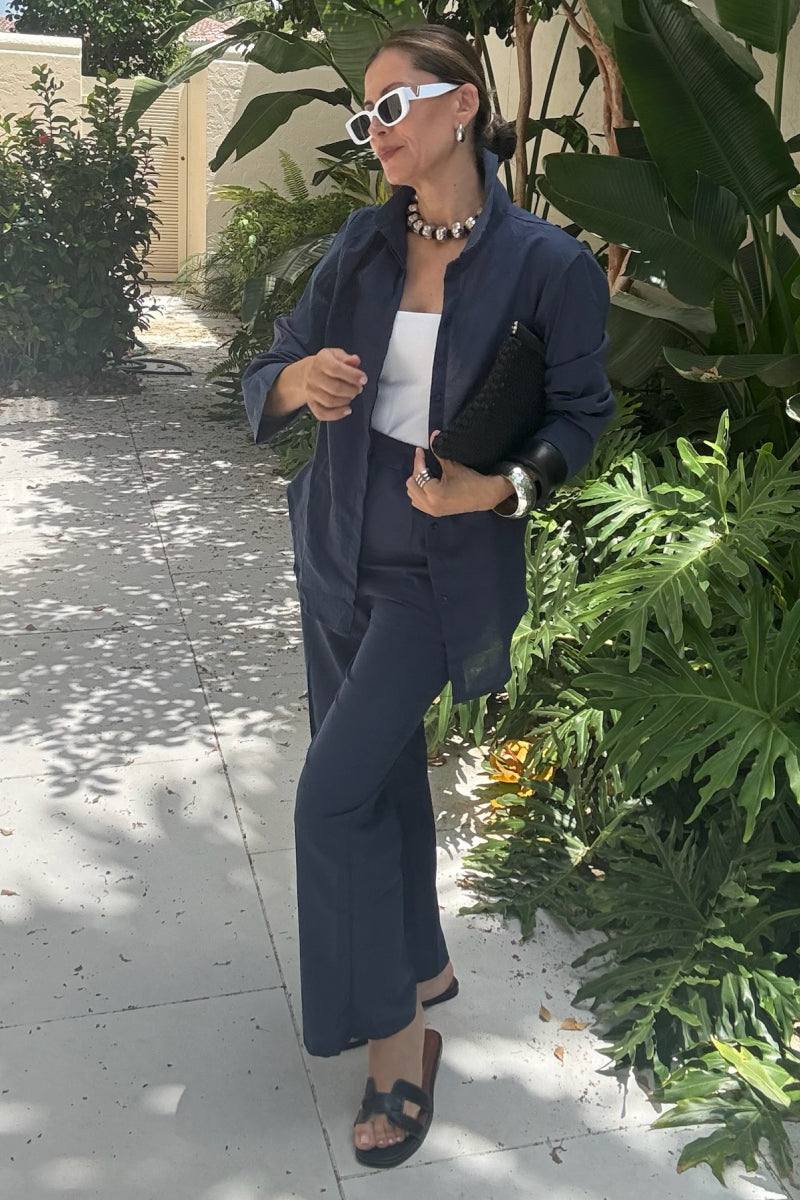 Adelaide™ – Oversized Cotton Shirt & Wide-Leg Pants Co-Ord Set