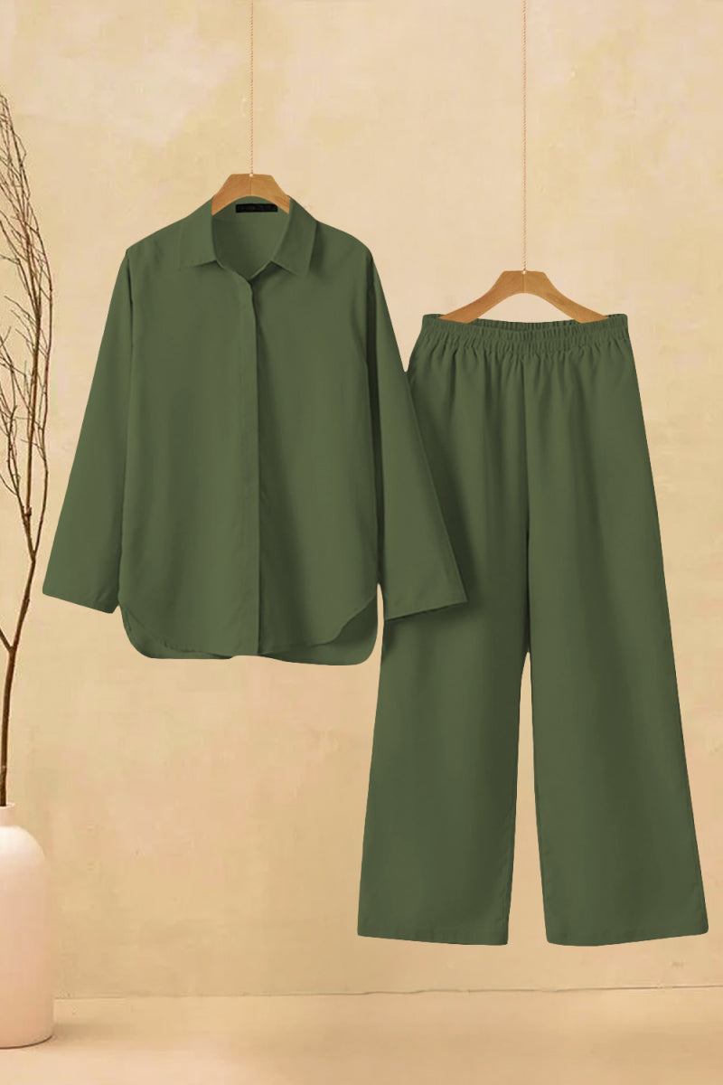 Adelaide™ – Oversized Cotton Shirt & Wide-Leg Pants Co-Ord Set