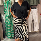 Rhea™ – Knot-Front Blouse & Midi Skirt Casual Set