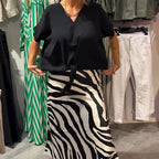 Rhea™ – Knot-Front Blouse & Midi Skirt Casual Set