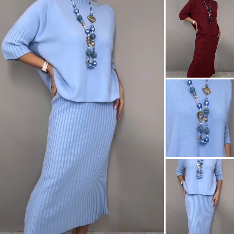 Matilda™ – Elegant Knit Sweater & Midi Skirt 2-Piece Set