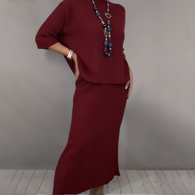 Matilda™ – Elegant Knit Sweater & Midi Skirt 2-Piece Set