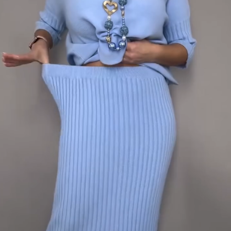 Matilda™ – Elegant Knit Sweater & Midi Skirt 2-Piece Set